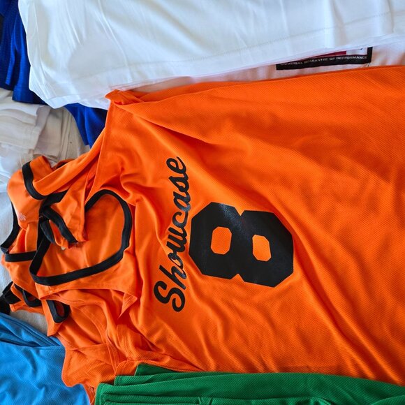 EUC Lot of 11 Athletic Knit ORANGE women's basketball jerseys pinnies tanks - Picture 1 of 3